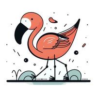 Flamingo Vogel. Vektor Illustration im Gekritzel Stil.