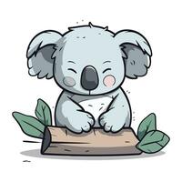 süß Karikatur Koala Sitzung auf ein Protokoll. Vektor Illustration.