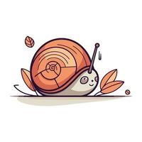 süß Karikatur Schnecke auf Weiß Hintergrund. Vektor Illustration im eben Stil.