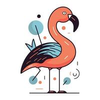 flamingo platt vektor illustration. exotisk fågel tecknad serie karaktär.