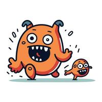 komisch Orange Monster- Charakter Betrieb. Vektor Illustration im Karikatur Stil.