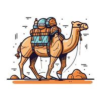 kamel i hjälm och flygare glasögon. vektor illustration i linjär stil