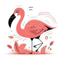 flamingo vektor illustration. hand dragen klotter illustration.