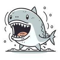 Hai Vektor Illustration. süß Karikatur Hai mit öffnen Mund.