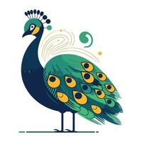 Pfau Vektor Illustration. isoliert Pfau auf Weiß Hintergrund.