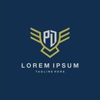 pd första monogram logotyp för kreativ Örn linje bild vektor design