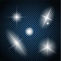 Set von leuchtenden Lichtsternen mit Funkeln-Vektor-Illustration