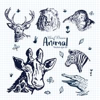 Handdragen djur Illustrationsuppsättning vektor