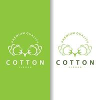 bomull logotyp, mjuk och slät bomull växt design för företag märken med enkel rader och stam vektor