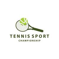 Tennis Sport Logo, Ball und Schläger Design zum einfach und modern Turnier Meisterschaft Sport vektor