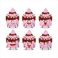 tecknad serie karaktär av söt kaka jordgubb med leende uttryck vektor