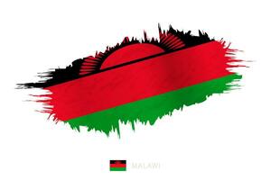 gemalt Pinselstrich Flagge von Malawi mit winken Wirkung. vektor