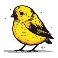 vektor illustration av en söt liten gul fågel isolerat på vit bakgrund.