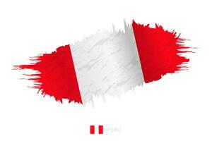 gemalt Pinselstrich Flagge von Peru mit winken Wirkung. vektor