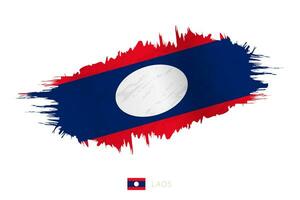 gemalt Pinselstrich Flagge von Laos mit winken Wirkung. vektor