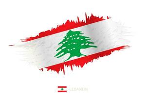 målad penseldrag flagga av libanon med vinka effekt. vektor