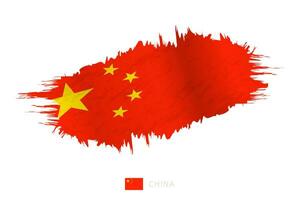målad penseldrag flagga av Kina med vinka effekt. vektor