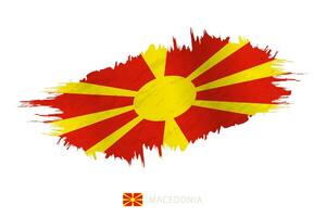målad penseldrag flagga av macedonia med vinka effekt. vektor