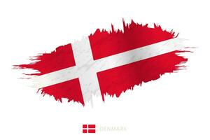 gemalt Pinselstrich Flagge von Dänemark mit winken Wirkung. vektor