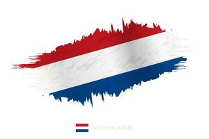 gemalt Pinselstrich Flagge von Niederlande mit winken Wirkung. vektor