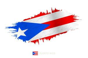 gemalt Pinselstrich Flagge von puerto rico mit winken Wirkung. vektor