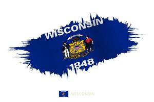 gemalt Pinselstrich Flagge von Wisconsin mit winken Wirkung. vektor