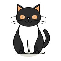 süß Katze Karikatur Vektor Illustration. schwarz und Weiß Katze Charakter.