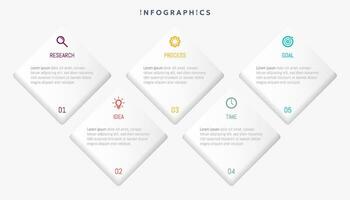 modern Geschäft Infografik Vorlage, Platz gestalten mit 5 Optionen oder Schritte Symbole. vektor