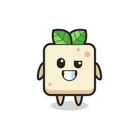 süßes Tofu-Maskottchen mit optimistischem Gesicht vektor