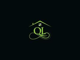 minimalistisch ql Luxus Haus Logo, echt Nachlass ql Logo Symbol zum Gebäude Geschäft vektor