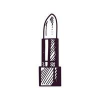 handgemalt Lippenstift, Schönheit kosmetisch Element, selbst Pflege. Illustration zum Schönheit Salon, kosmetisch speichern, bilden Design. Gekritzel skizzieren Stil. vektor