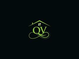 minimalistisch qv Luxus Haus Logo, echt Nachlass qv Logo Symbol zum Gebäude Geschäft vektor