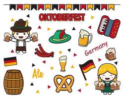 set samling av söta oktoberfest firande clip art illustration vektor