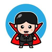 niedliche Dracula Halloween-Cartoon-Symbol-Illustration. vektor