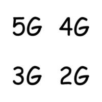 5g, 4g, 3g, 2g Vektorsymbolsatz isoliert auf Hintergrund