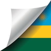 Ruanda-Flagge mit gekräuselter Ecke vektor