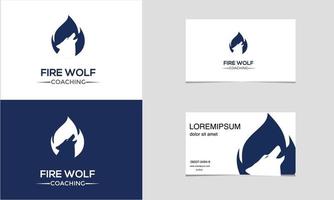 Feuerwolf einzigartiges Logo-Design, Visitenkarte, Symbolvorlage vektor