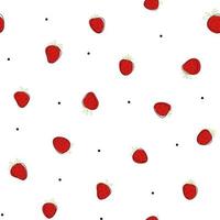 handgezeichnetes süßes Doodle Erdbeere weißes nahtloses Muster Essen vektor