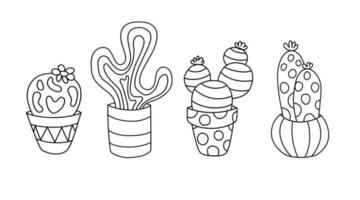 süße isolierte kaktuslinie doodle illustration vektor
