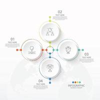 grundläggande cirkel infographic mall med 4 steg vektor