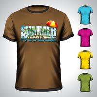 t-shirt set med sommarlov illustration. vektor