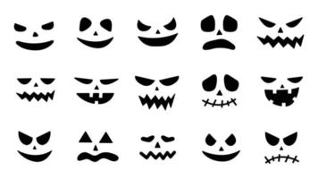 Sammlung von Halloween-Kürbis-Gesichtssymbolen. gruseliger Kürbis Lächeln Jack vektor