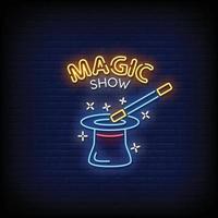 magische Show Leuchtreklamen Stil Textvektor vektor