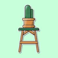 Kaktuszusammensetzung mit isoliertem Kaktusbild auf Stuhlvektor