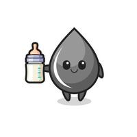 Baby-Öltropfen-Cartoon-Figur mit Milchflasche vektor
