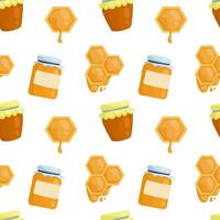 vektor mönster med burkar av honung och bikakor