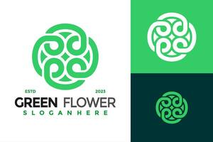 Grün Blume Logo Design Vektor Symbol Symbol Illustration