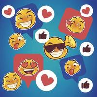emoji med olika reaktioner för sociala medier och nätverk vektor