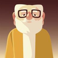 alter Mann mit Brille, Großvater-Cartoon-Figur senior vektor
