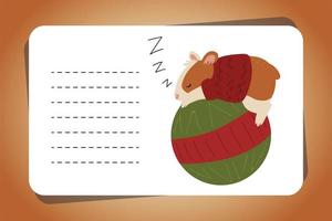 Frohe Weihnachten schlafender Hamster auf Balltieraufkleber vektor